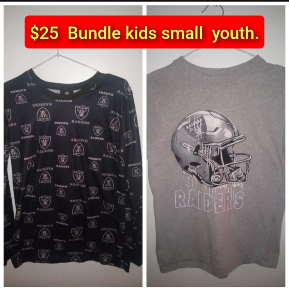 NFL Kids Raiders Long Sleeve Shirts - Black and Gray